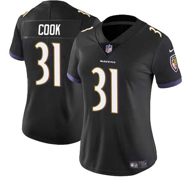 Women%27s Baltimore Ravens #31 Dalvin Cook Black Stitched Jersey Dzhi